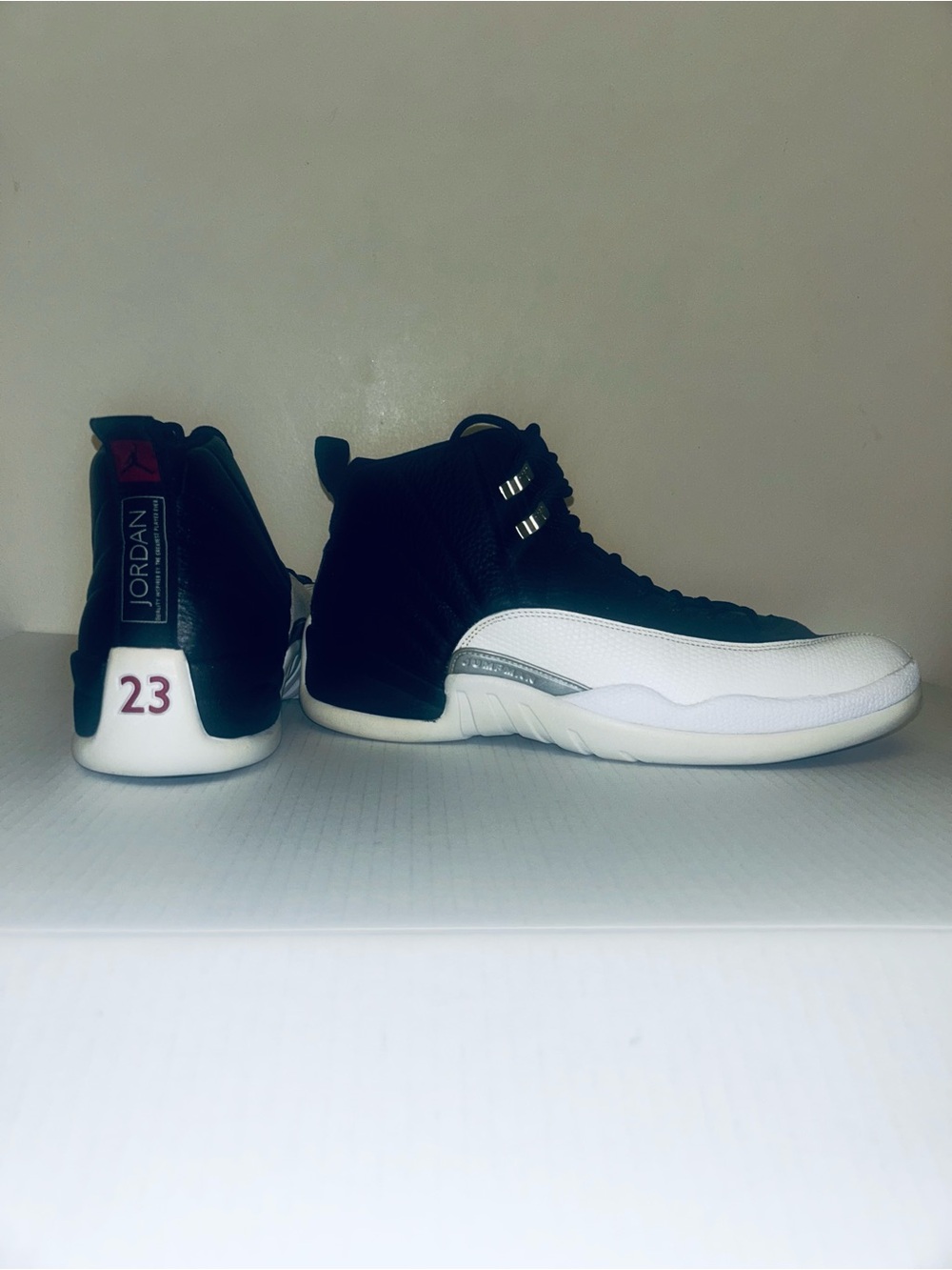 Air Jordan Retro 12 Playoffs black and white sneakers